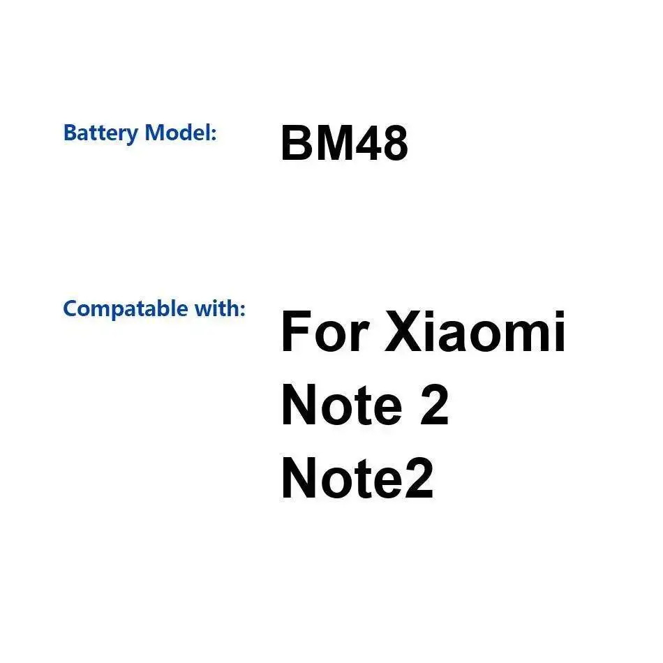 

4000 мАч для Xiaomi Note 2 Note2, аккумулятор мобильного телефона, надежный источник питания BM48, замена премиум-класса