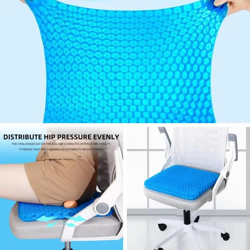 Breathable Honeycomb Gel Seat Cushion, Summer Use, Relieve Tailbone Pain & Back Pressure, for Car Office Home Wheelchair, Auto A