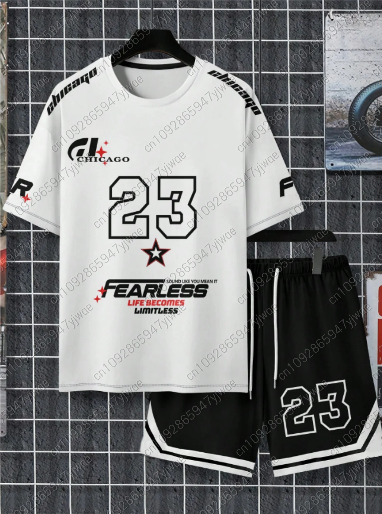 2025 Summer Men 3D digital NO.23 Print Set Short Sleeve T-Shirt Shorts Set Adult Sport Jogging Plus Size Tracksuit 2 Piece Set