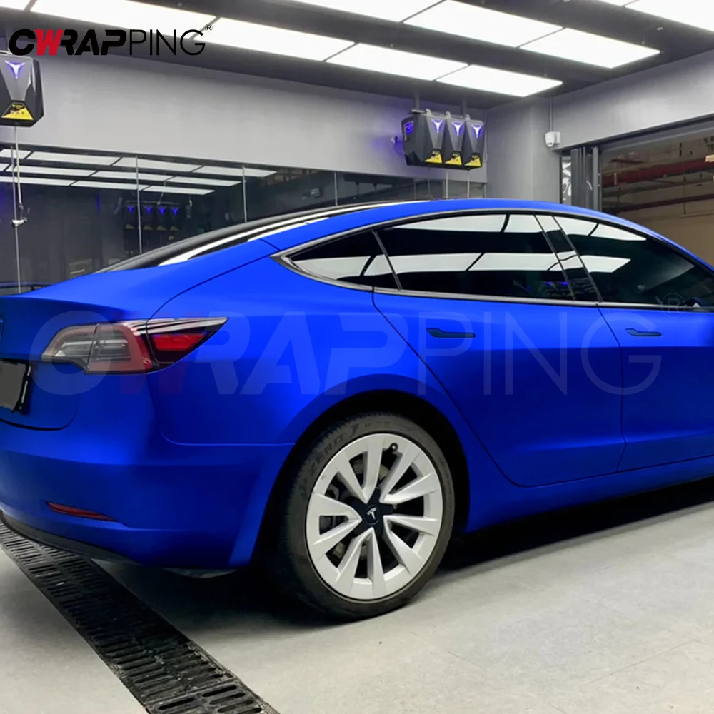 Deep Blue Metallic Supplies Car Body Films Motorcycle Stickers Matte Navy Blue Exterior Car Vinyl Wrap Vehicle Decoration Decals - view 5