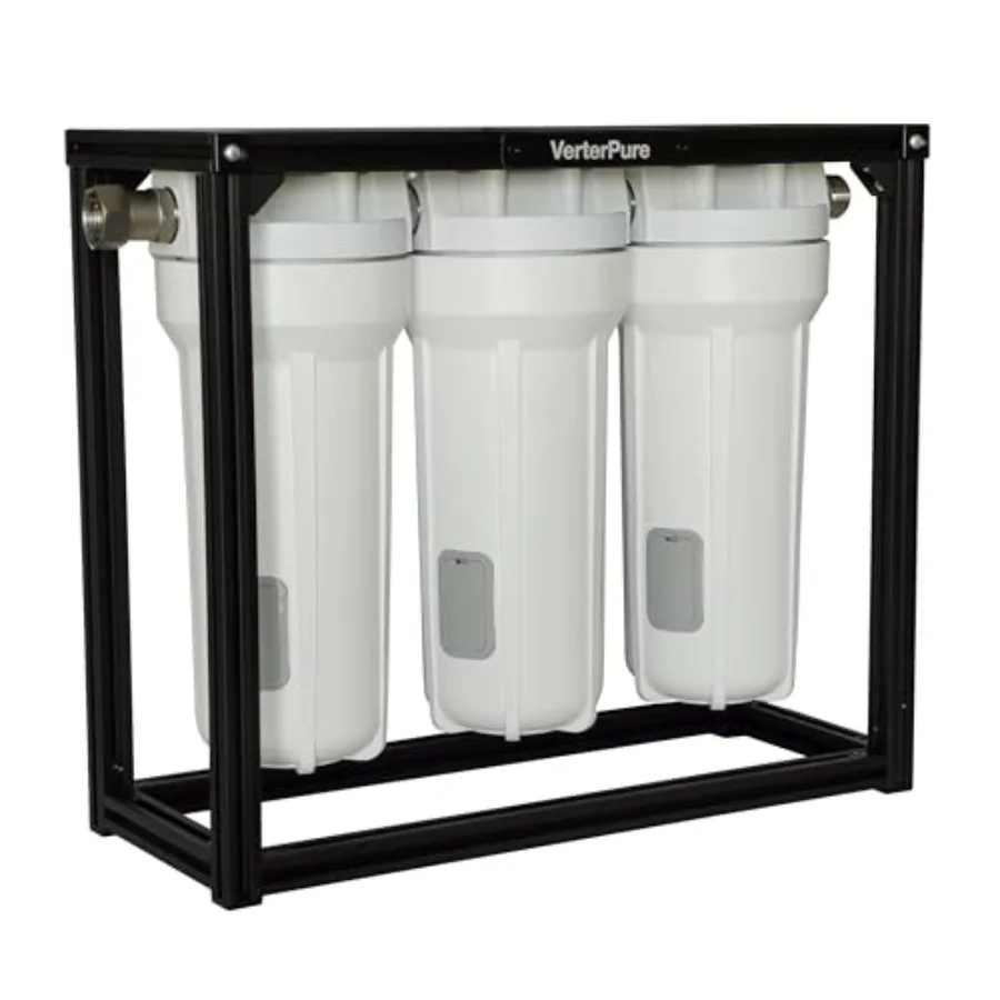 

S3 PRO External 3-Stage RV Fresh Water Filter System High Flow Oversized White Housings 3/4" GHT Stainless Steel Fittings All A