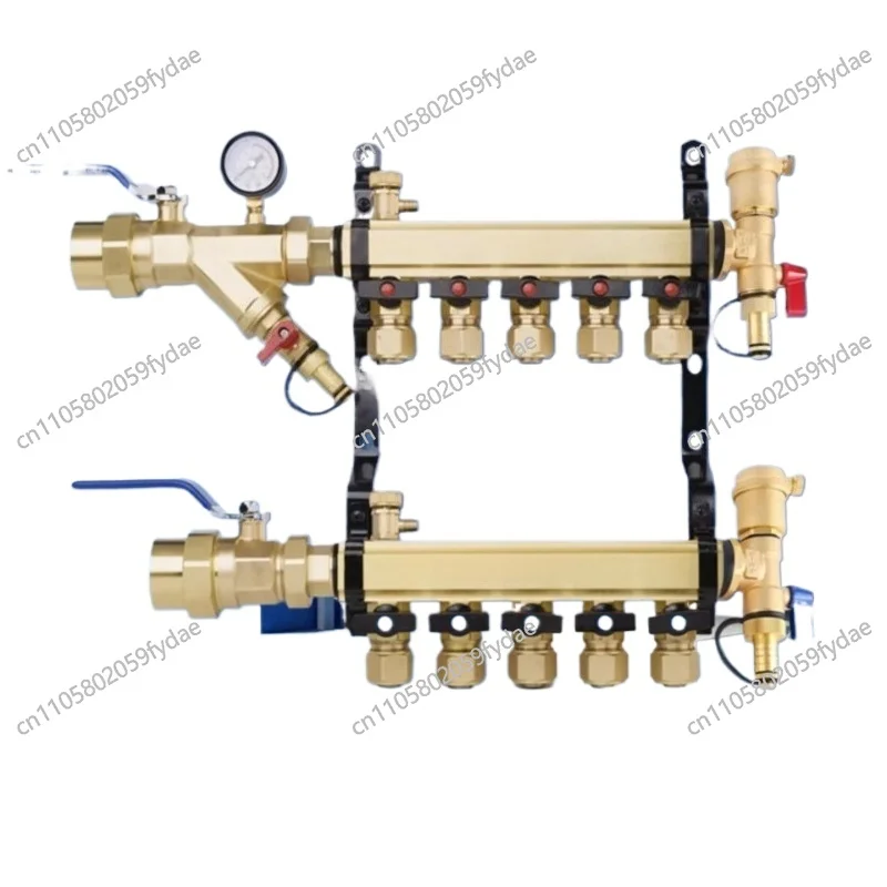

All-copper large flow thickened floor heating water separator Household geothermal floor heating assembly water separator 32mm