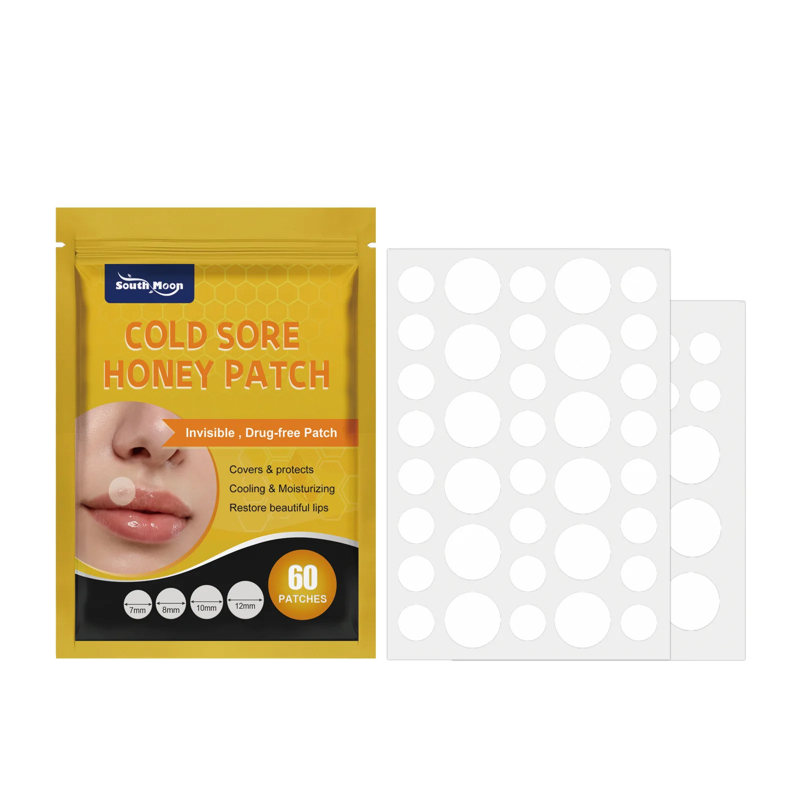 

South Moon Cold Sore Honey Patch Lip Care Relieves Constriction Of Perilip Pellet Hydrocolloid Blister Patch 2pcs