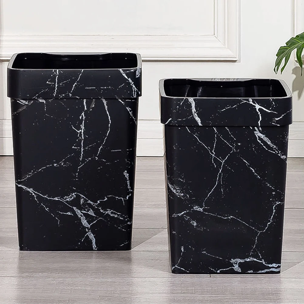 

Large Plastic Marble Texture Waste Bin Decorative Trash Can for Kitchen Bathroom Living Room Home Garbage Container
