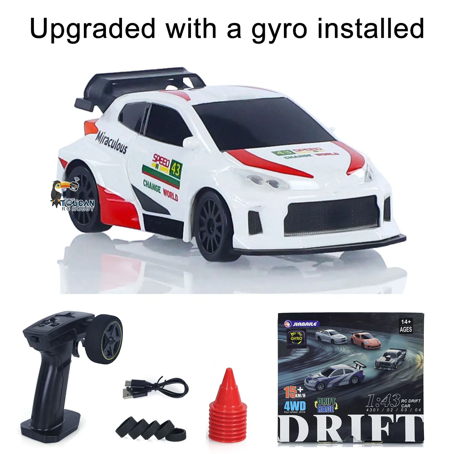 Geschenken 1/43 RC Drift Auto met Gyro Verbeterde Ver 2.4G Afstandsbediening Mini Drift Raceauto 4WD Radiobesturing RC Speelgoed Verkeerskegels