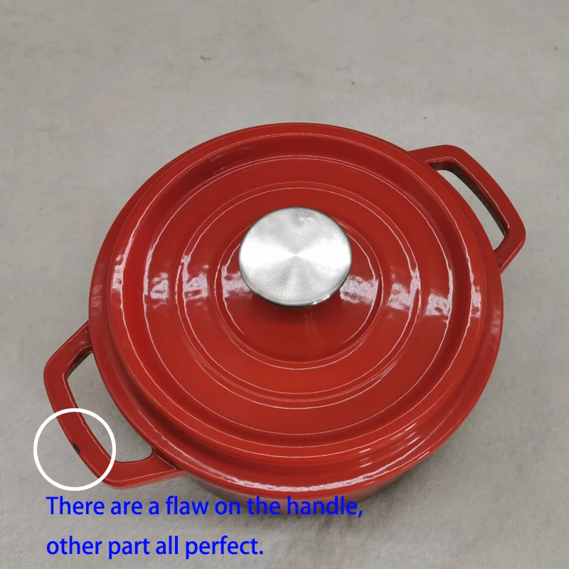 

Red Enameled Cast Iron Pot, with a Little Flaw on the Handle, 20cm