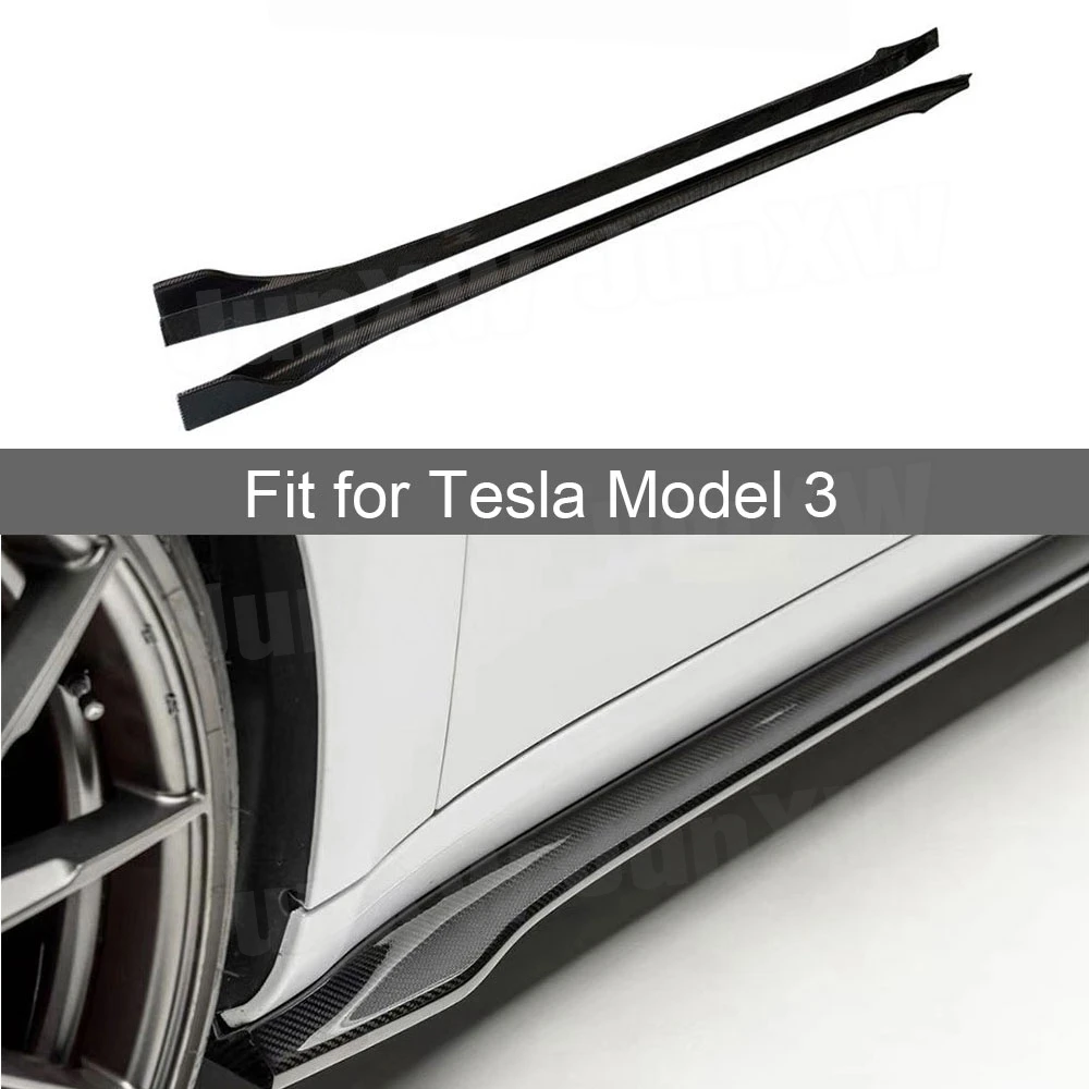 

Carbon fiber Side Skirts Door Lip Aprons Guard Spoiler for Tesla Model 3 2018 2019 2020 Car Styling