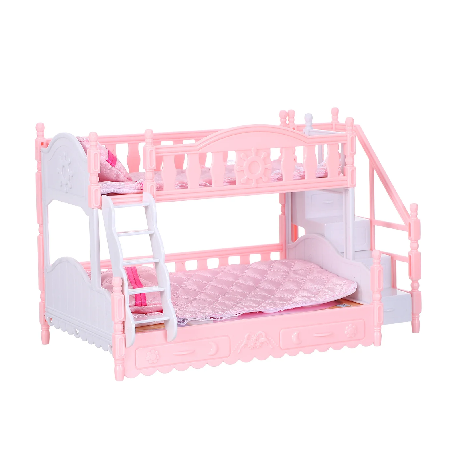 1 Juego de 1 Juego de litera para casa de muñecas 1:12, Mini muebles para niños, juego realista, simulación segura y duradera, decoración de habitación, juego de dormitorio