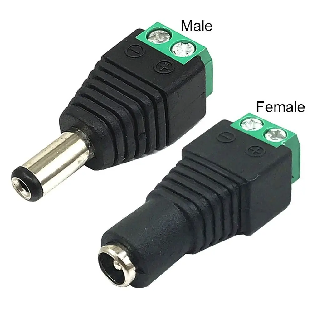 10Pcs Barrel DC Power Plug Adapter 2.1*5.5mm Single Color Plug Jack Connector for CCTV Camera LED Strip Supply 12V Male Female