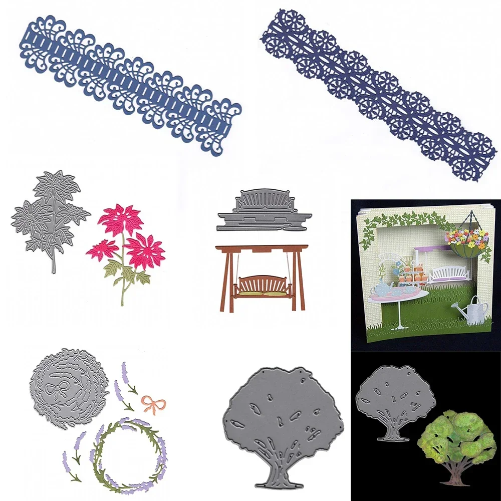 Spitze Grenzen Outdoor Schaukelstuhl Metall Stanzformen Weihnachtsstern Blume Ein dichter Baum sterben für DIY Scrapbooking Karte Handwerk machen