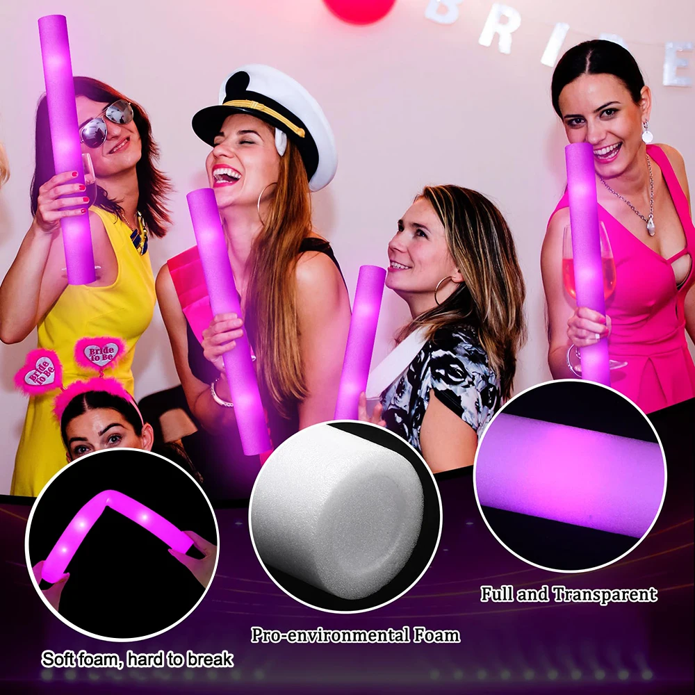 

29 шт. светодиодные светящиеся пенопластовые палочки, 3 режима изменения цвета и мигающего свечения, подходят для свадеб, дней рождения, карнавала, концертов, кемпинга, Дня благодарения, Хэллоуина, рождественской вечеринки.