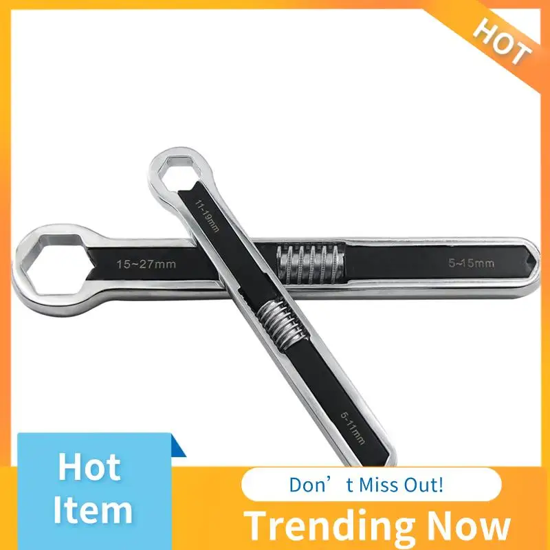 

2Pcs Multifunctional Ring Wrench Set Adjustable Large/Small Double-Headed Wrench Kit Universal Maintenance Hand Tools