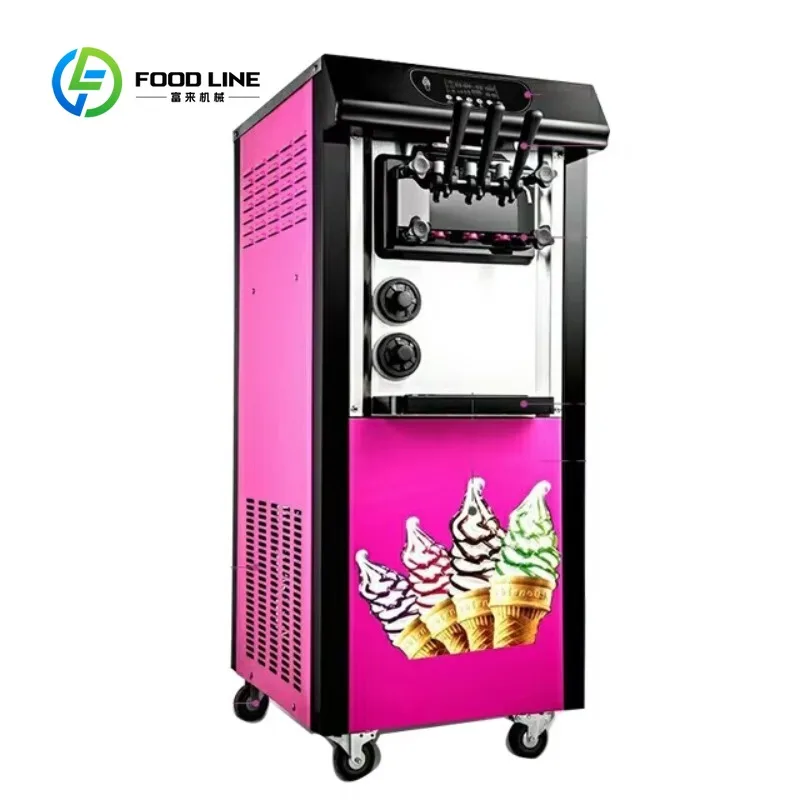 

Customized 3 Flavors 20-28 L/H Automatic Frozen Yogurt Ice cream Making Commercial Soft Serve Ice Cream Machine for Sale