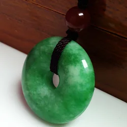 Natural Black Ink Jade Hand Carved Safety Buckle Pendant Fashion  Jewelry Men's and Women's Black Necklace Gift Accessories
