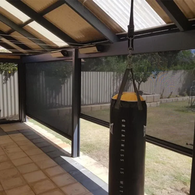 2026 Manufacturers Wholesale Can Customize Outdoor Windproof Sunshade Zip Screen Electric Zipper Track Screen Roller Curtain