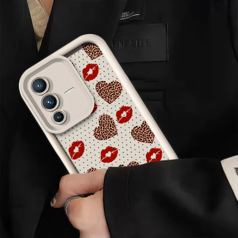 حافظة لهاتف Vivo V40 Pro V60 V50 V30 SE V30E V29E V29 V27E V27 V25 V23 V20 V21 غطاء شفاه قبلة قلب الحب #3