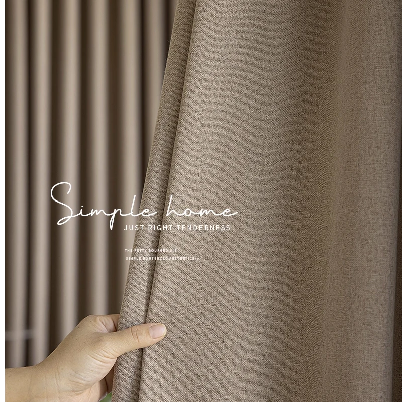 Custom Size Cotton Linen 100% Blackout Curtains for Living Room Bedroom Dining Window Decor Luxury White Tulle Elegant Thicken