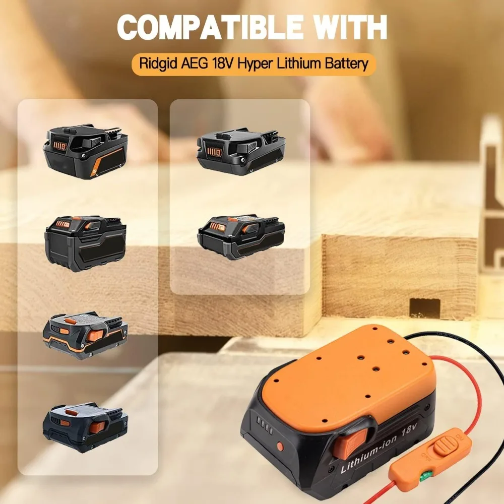 Imagem -05 - Adaptador de Bateria para Ridgid para Aeg Ferramenta Elétrica do Interruptor da Bateria 18v Kit Conversor de Bateria 14 Calibre com Fusíveis e Terminais de Fio