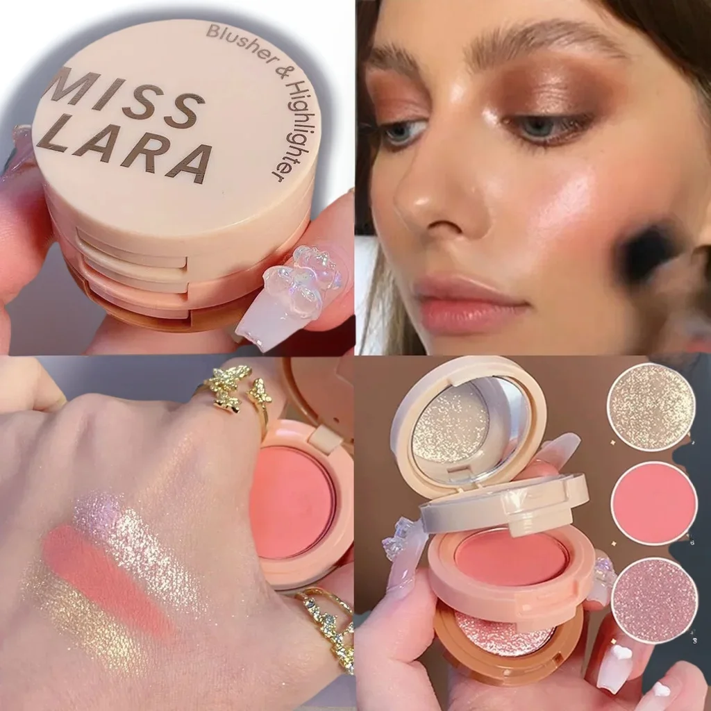 ​​Highlight Rouge Makeup Palette​​ - Blush Contour Silkworm Eyeshadow with Matte Glitter & Eyebrow Powder