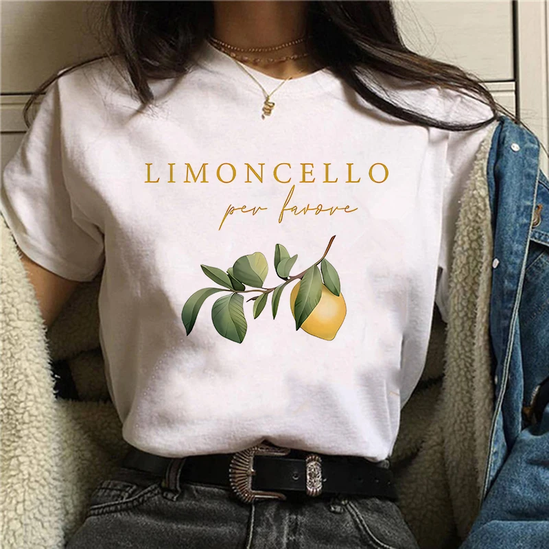 Modedesign Zitronendruck Kurzarm Print Kleidung Damen T-Shirt 90er Jahre Kleidung Damen Top T-Shirt