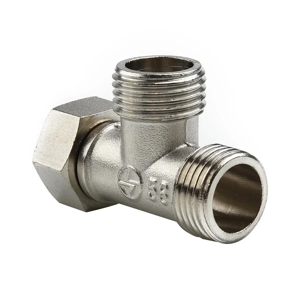 ~G1/2" T-Valve 304 Copper Toilet T Adapter ~4 Points Water Heater Connection ~Plating Three-way For Bath Bidet Sprayer Shower