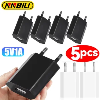 NNBILI 5/1 ชิ้น Universal 5 โวลต์ 1A EU ปลั๊ก USB Wall Charger สําหรับ iPhone iPad Samsung Xiaomi Redmi Huawei Google Charger Power Adapter