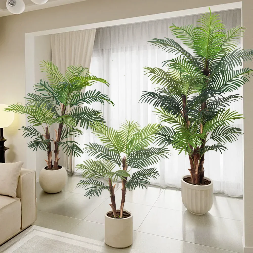 

Large Artificial Palm Tree Tropical Fake Plants Green Plastic Palm Leafs Big Monstera Tree Branch For Home Garden Decor