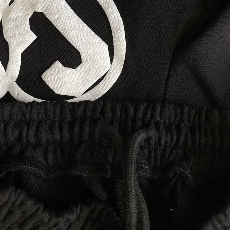 25ss Foam Printing Sweatpants Women Best Quality Black Pure Jogger Drawstring Pants Oversized Mens Pants