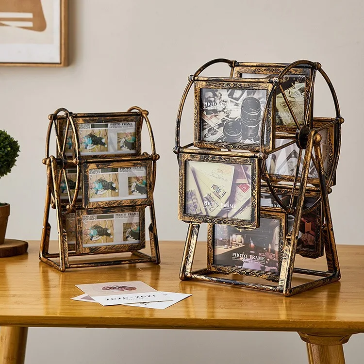 Creative Rotatable FerrisWheel PhotoFrame4-inch Photo FrameBirthday Gift Photo Display ShelfFor HomeRoomLiving RoomOffice Decor