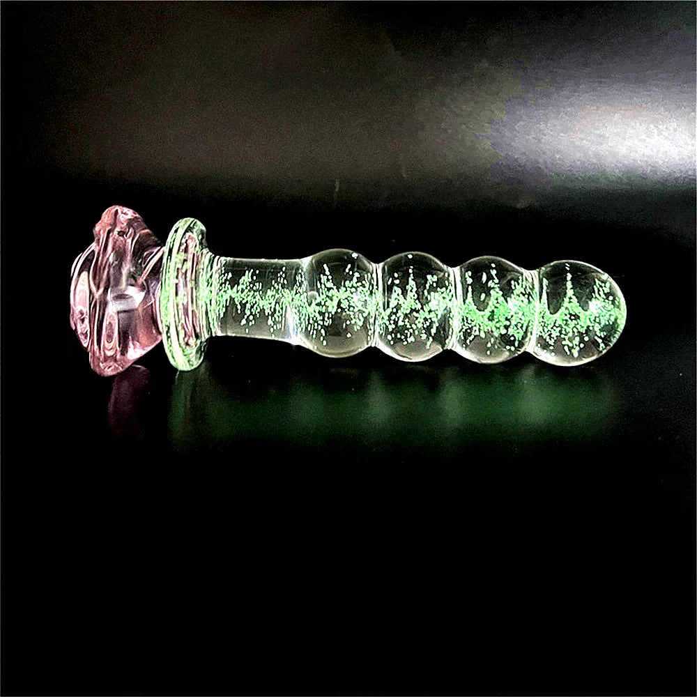 Luminous Glass Dildo Rose Anal Plug Glow in The Dark Butt Plug Anal Beads Penetration Anal Couples Play Adult Sex Toy Joinjjtoy