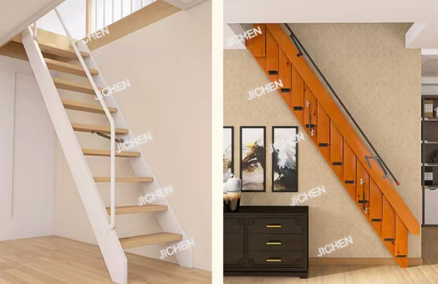 

Modern Design Wall Mounted Folding Ladder Aluminum Gazebo Apartment Stairs Foldable Home Accessories