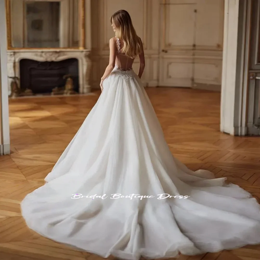 تخصيص مثير حورية البحر فساتين حفلات الزفاف الأشرطة Vestido De Novia الدانتيل والتطريز انفصال قطار ثوب الزفاف #2