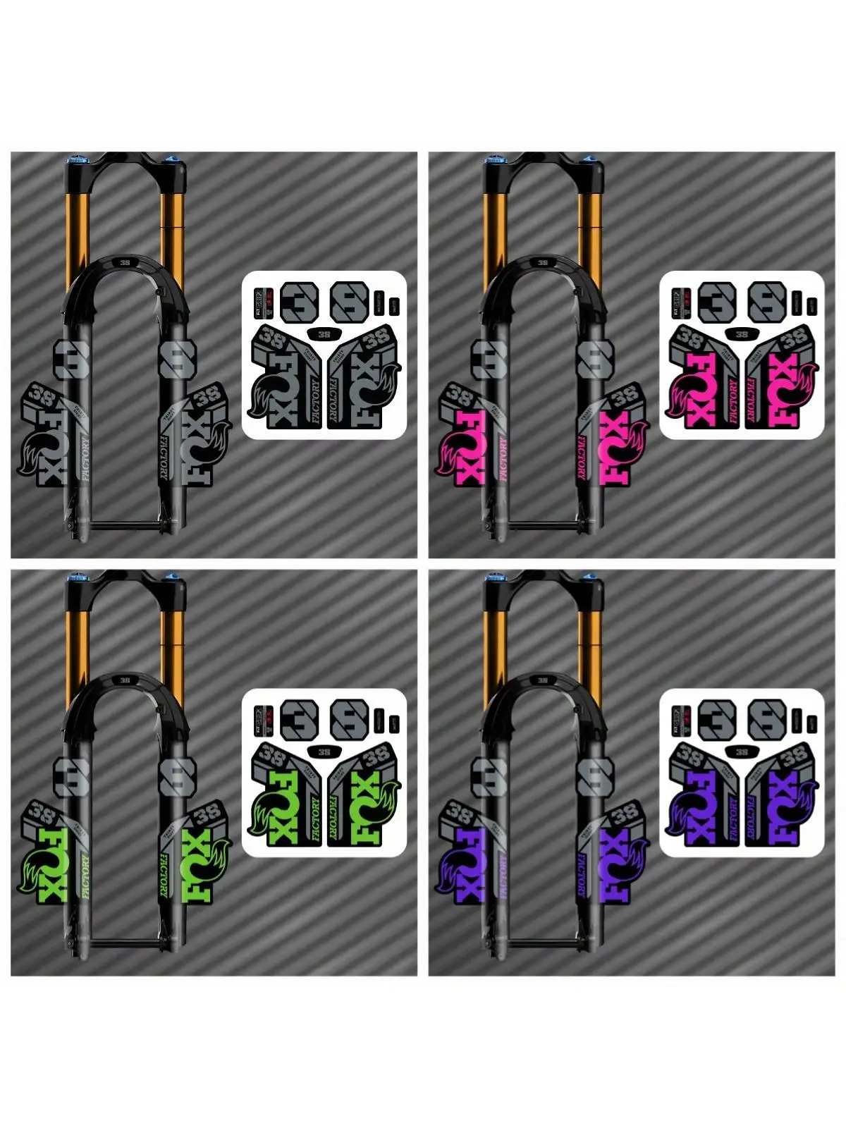 AliExpress NONE 1 Set F38 Mountain Bike Front Fork Stickers 2Pcs Cross Tie Stickers + 6Pcs Small Decals Kit