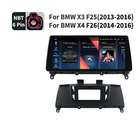 10.25"Carplay Android 13 Autoradio For BMW X3 X4 F26 F25 CIC NBT Auto Multimedia Player 4G GPS navi Stereo 2din Head Unit Screen