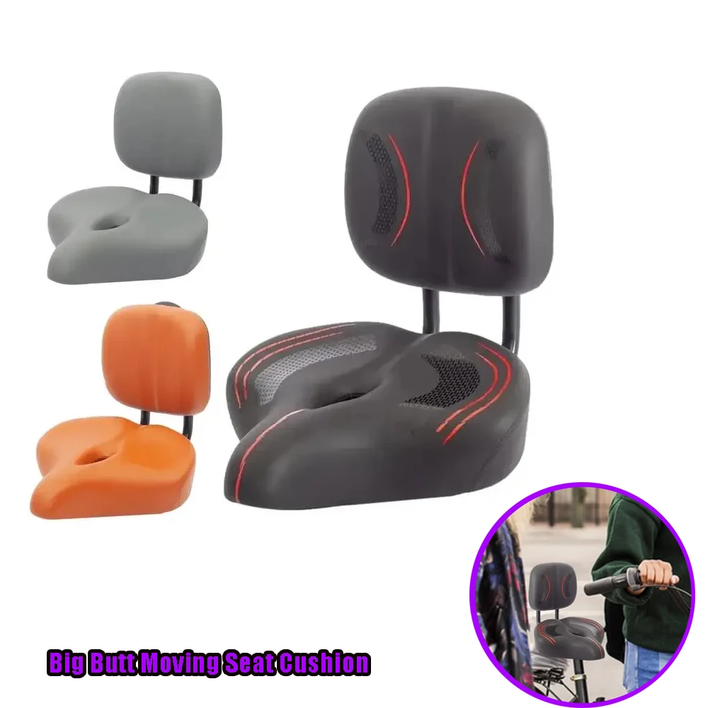 Waterproof Leather Bicycle Seat with Adjustable Backrest Wide Latex Material Tear Resistant Sturdy Comfort Passenger Seat
