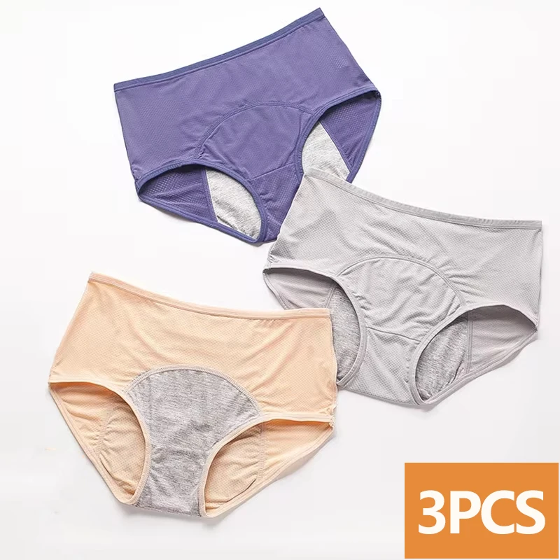 3pcs/Set Leak Proof Menstrual Panties Women Period Underwear Sexy Pants Physiological Underwear Plus Size Waterproof Briefs