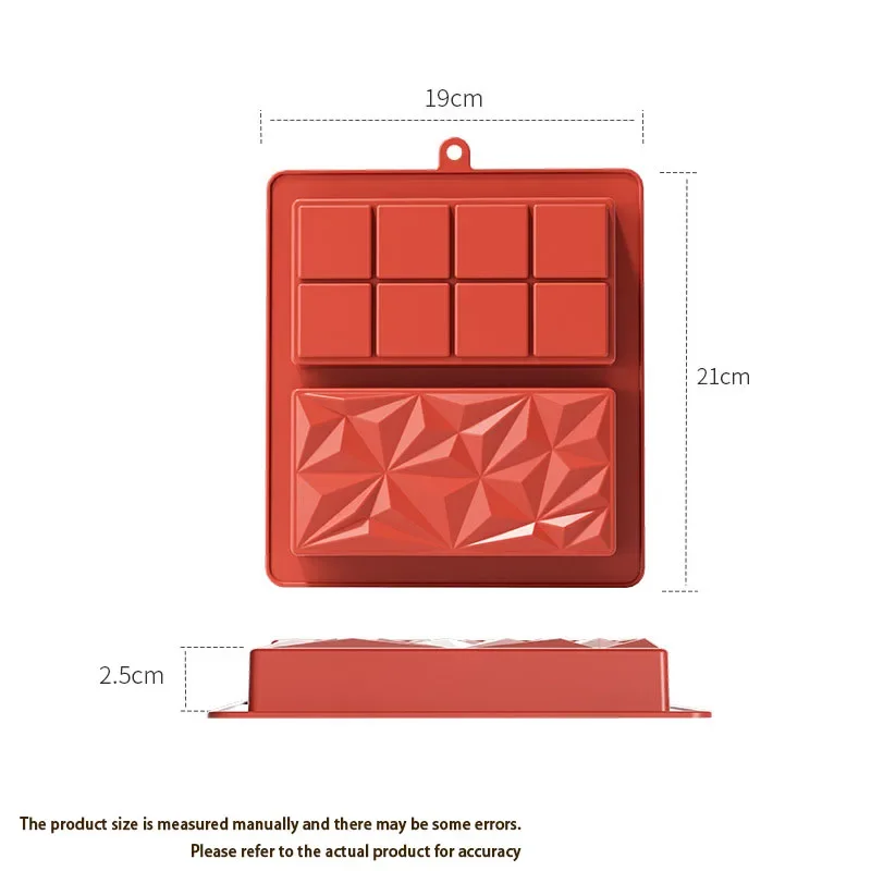 Nowa foremka do czekolady w Dubaju silikonowa foremka spożywcza DIY długi pasek wafel blok forma do pieczenia czekolady łatwa do demontażu
