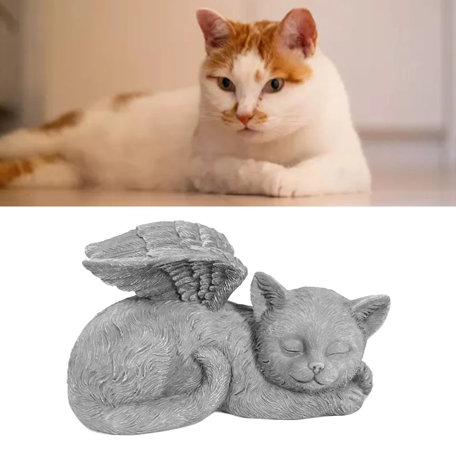 Pet Memorial Statue Resin Sleeping Pet Angel Garden Sculpture For Pet Memorial Gravestone Ornament Angel Cat Dog