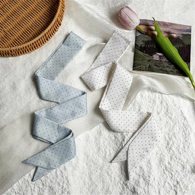 

Stylish Long Scarf With Round Dots French Wrinkle Resistant Polyester Scarf For Professional Casual Occasion