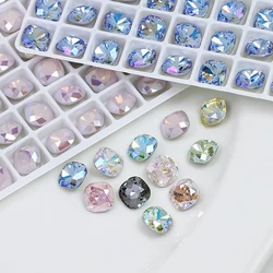 8x8mm Fat Square Shape Loose K9 Crystal Rhinestone Glue On Fancy Stone Garment Diamond Pointback Stone For Nail Art DIY Clothes