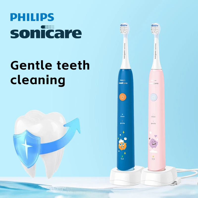 

PHILIPS Sonicare HX2432 Детская электрическая зубная щетка Звуковые волны USB-зарядка Долговечная щетка для чистки зубов 2-режимные зубные щетки