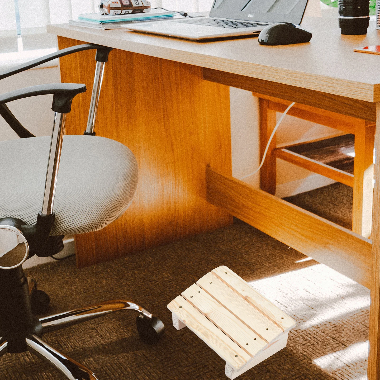 مسند قدم خشبي ممتاز تحت المكتب، تصميم مريح لمسند القدمين للرقبة والظهر والقدمين