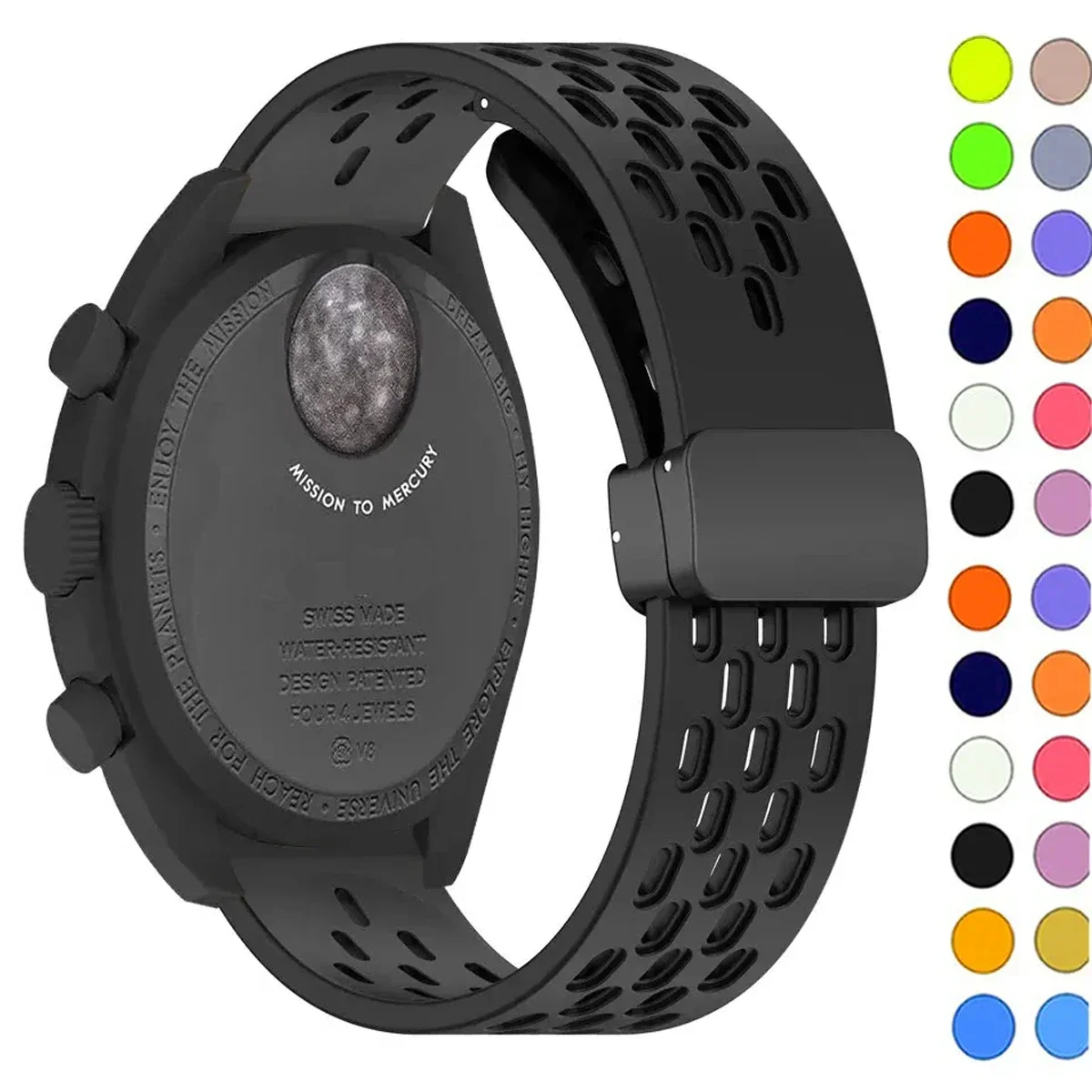 Silicone Strap For Omega X Swatch Joint MoonSwatch Planet Watch Band Metal Magnetic Buckle Wristband Replacement Bracelet Correa
