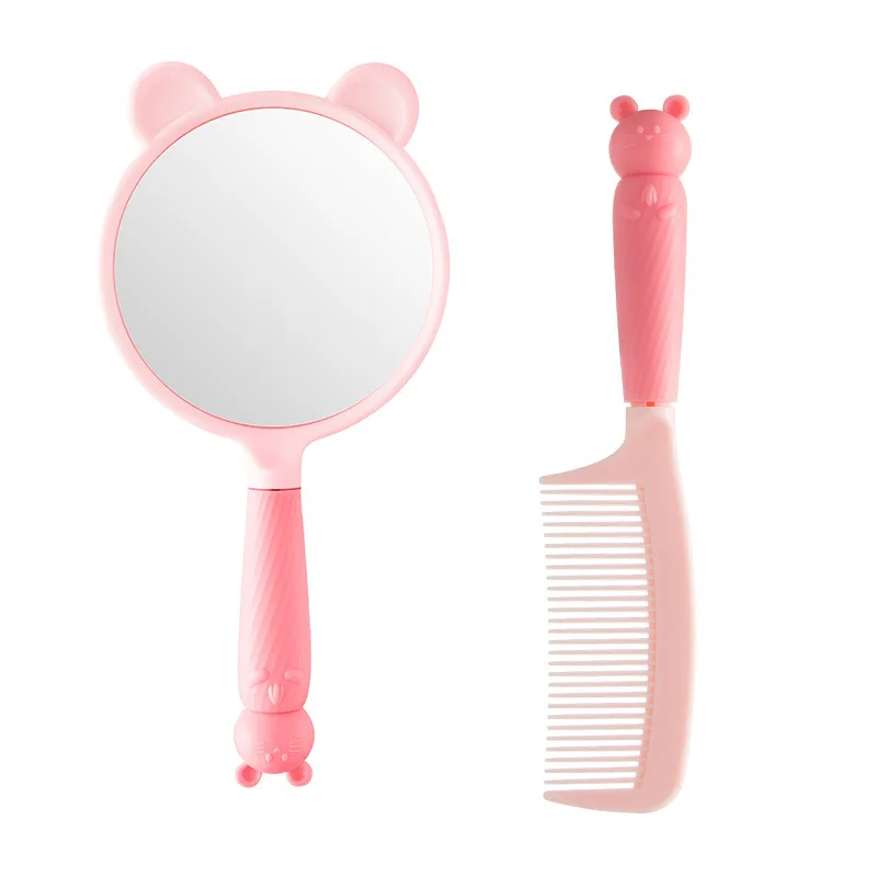 مرآة مكياج محمولة HD محمولة باليد ، مرآة سطح مكتب قابلة للطي ، مزدوجة الاستخدام ، مقبض طالب بأسعار معقولة ، بسيطة ، 1 *