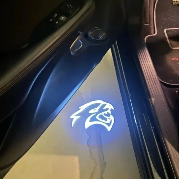 2Pcs LED 퍼들 경고 표시등 전구 도구 액세서리 (닷지 챌린저 2008-2019 SRT 데몬 2013-2019 차량 도어 웰컴 라이트용) 썸네일 2