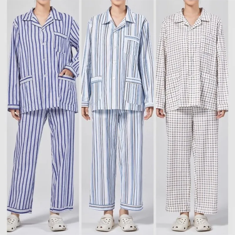 Patient Gown Medical uniform Pure cotton patient suit Women Top pant 2pcs set long sleeve Hospital pajama Nursing uniform man