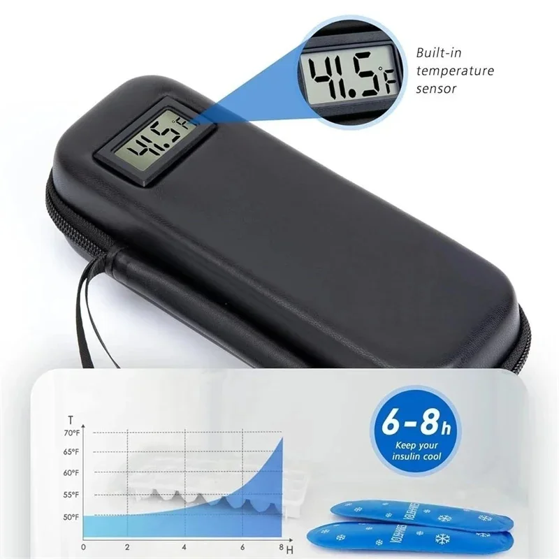 

Insulin Cooling Bag For Diabetics Travel Medicine Organizer Bag Reusable Insulin Cooler Case With Thermometer Display Waterproof