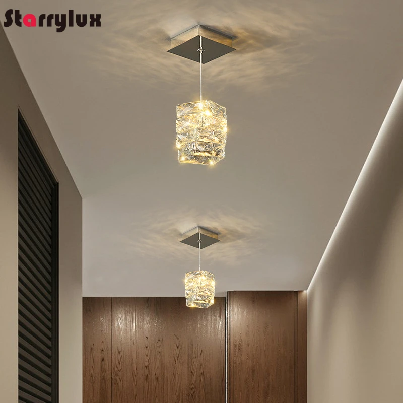 

Stainless Steel Crystal Mini Pendant Light Luxury LED for Bar Bedroom Duplex Show Flat Decoration