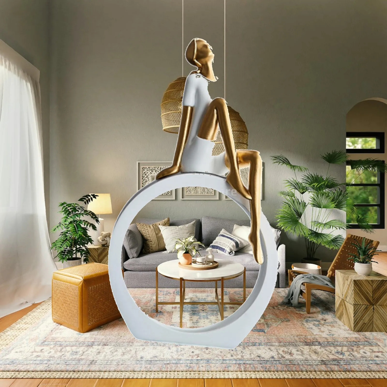 Elegant Resin Girl Reading Figurine Abstract Sculpture for Home Decor Living Room Centerpiece Study Shelf