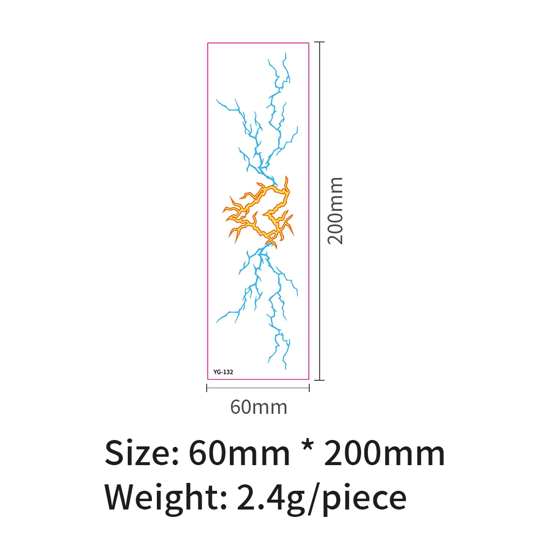 Waterproof Fluorescent Lightning Bolt Water Transfer Temporary Tattoos, Neon Body Art Stickers for Festival Rave Party